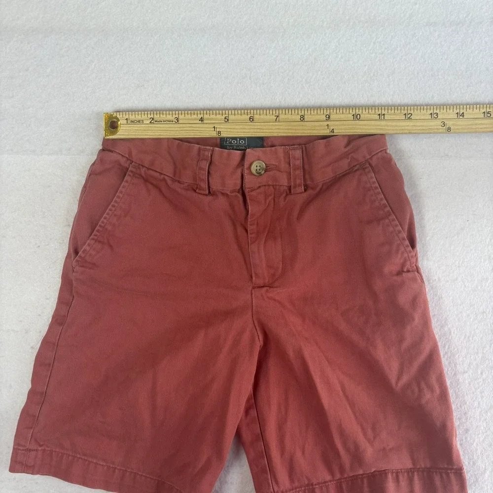 Polo Ralph Lauren Boys Chino Shorts Size 8 Coral Classic Fit Flat Front